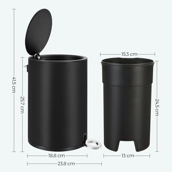 Kosmetisk container - badeværelse trumf - affaldsbakke - 3 liter - sort