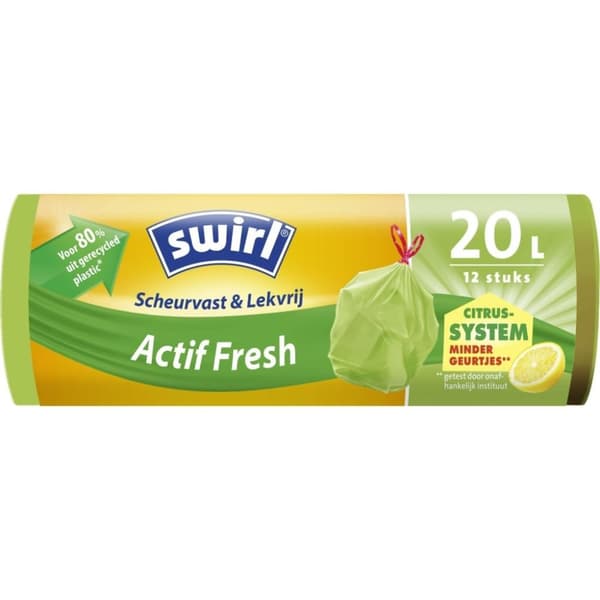 Swirl Actif Fresh Pedal Bin-påsar med citrondoft 20L 12 Styck