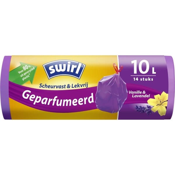 Swirl Dragsko Pedal Bin Väskor Doftande Vanilj-Lavendel 10L 14 Pack