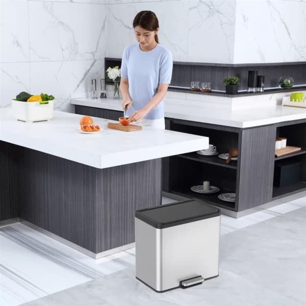 EKO Essential Genbrugspedalspand 2x15L Mat rustfrit stål