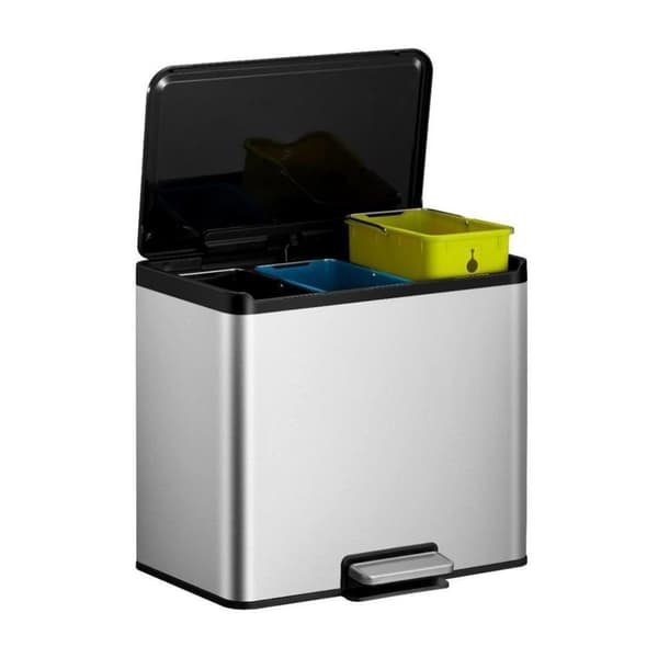 EKO Essential Recycling Pedal Bin 3x9L Matt rostfritt stål