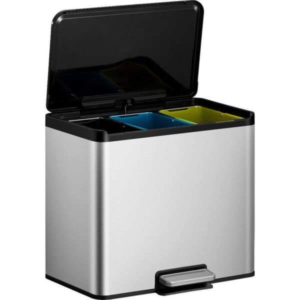 EKO Essential Recycling Pedal Bin 3x9L Matt rostfritt stål