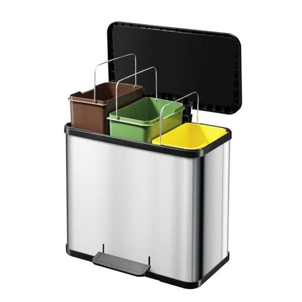Hailo 0633-220 Öko Trio Plus L Pedalbehållare 3x9L Silver/Svart