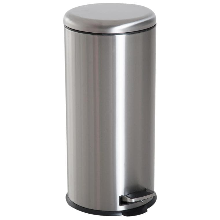 Rootz Pedal Bin - 30 liter - Papperskorgen - Soptunna - Innerhink - Gångjärnsförsett lock - Rostfritt stål - Silver - 29,2 x 29,2 x 62,9 cm