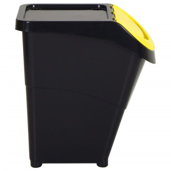 vidaXL Stablebare avfallsbeholdere med lokk 3 stk svart PP 120 L