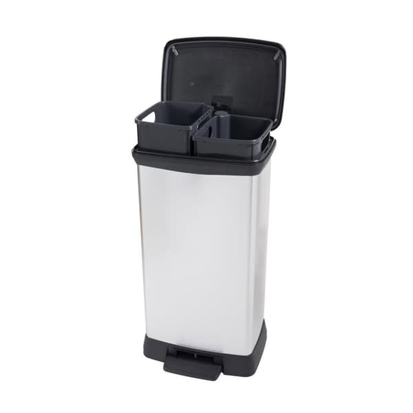 Curver Decobin Duo Pedal Bin 23L+23L Sølv Metallic