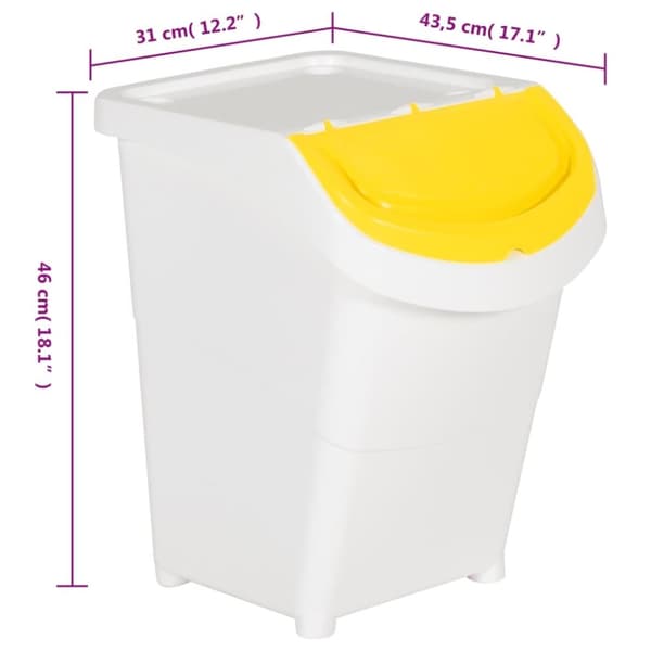 vidaXL Stablebare avfallsbeholdere med lokk 3 stk hvit PP 120 L