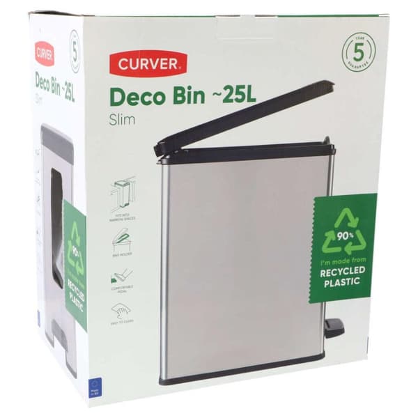 Curver Decobin Slim Pedal Chamber 25L Metallic/Zwart