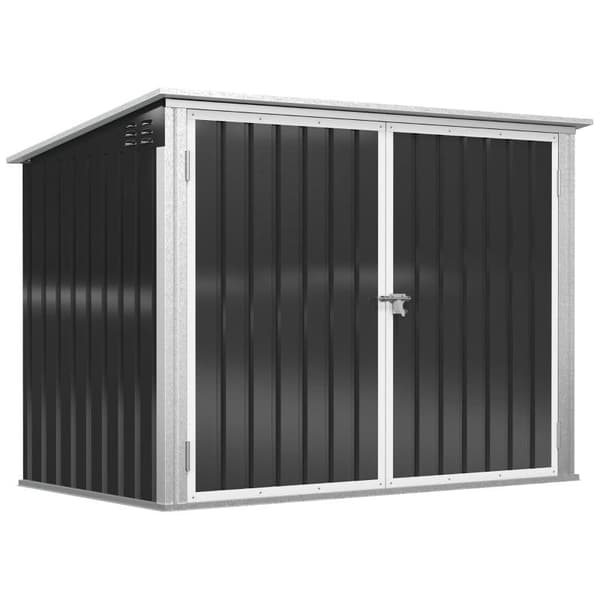 Rootz soptunnor - Enhetslåda - Soplåda för 2 soptunnor - Låsbar - Stål - Svart - 178,5 x 104,5 x 128,5/113 cm
