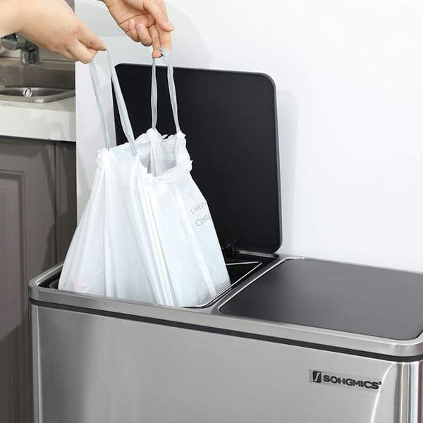 Rootz Bin Liners - Roll Of Garbage Bags - Bin Liners Med Dragsko - Sopsäck - Papperspåse - Dragsko Garbage Liners - Starka Dragsnören Binders - Vita -