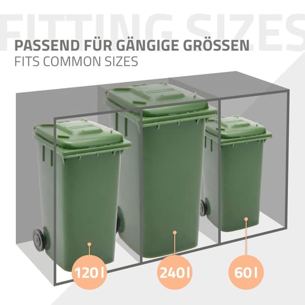 ML-Design Affaldsbeholderboks til 3 affaldsbeholdere 240L 200x80x116;3cm Antracit-Eg; Stål; vejrbestandig; Låsbar affaldsbeholderbeklædning med