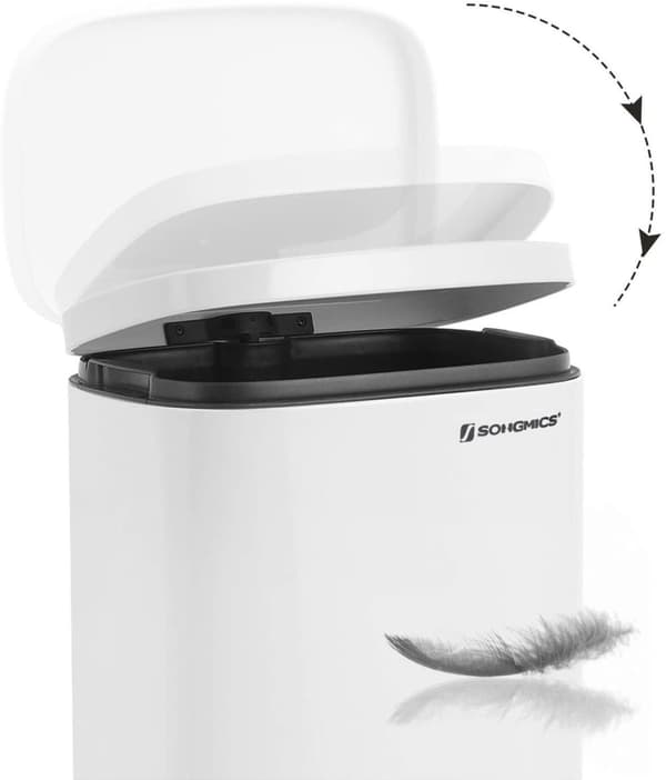 Rootz Roskakori - 30L - Poljinkori - Roskakori - Sisäämpäri - Saranoitu kansi - Softclose - Valkoinen - 35 x 23,8 x 63 cm