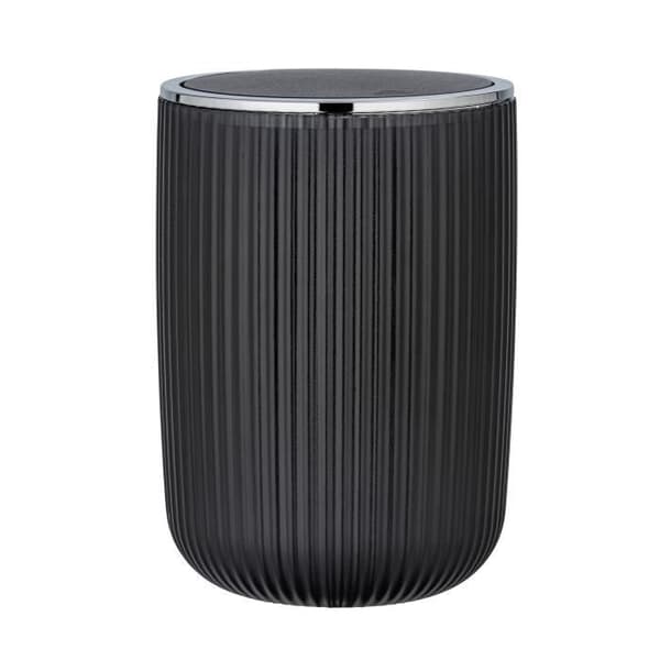 WENKO Liten Badrumskärl Agropoli L, Bin med gångjärnslock, Kapacitet 5,5L, Frostad plastyta, Grå