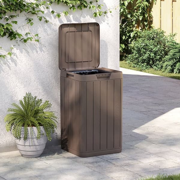 vidaXL Utendørs søppelbøtte brun 38x38x65 cm PP