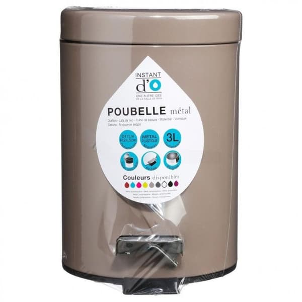 Atmosphéra 3 liters pedalbehållare i metall - Taupe