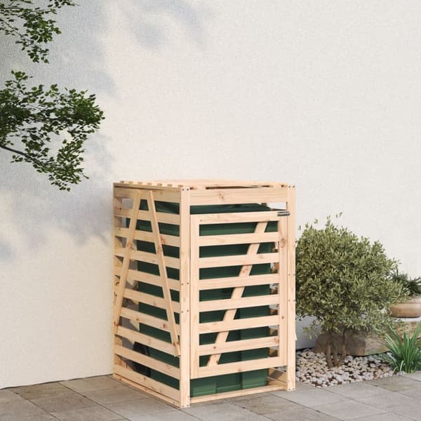 skraldespandsskjuler 84x90x128,5 cm massivt fyrretræ