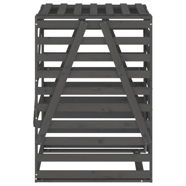 skraldespandsskjuler 84x90x128,5 cm massivt fyrretræ grå