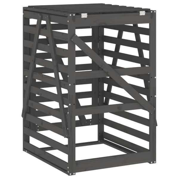 skraldespandsskjuler 84x90x128,5 cm massivt fyrretræ grå