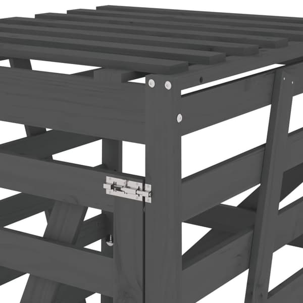 skraldespandsskjuler 84x90x128,5 cm massivt fyrretræ grå
