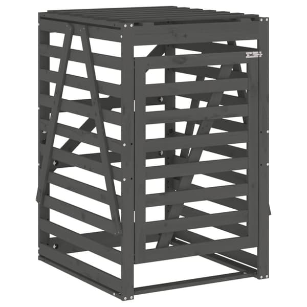 skraldespandsskjuler 84x90x128,5 cm massivt fyrretræ grå