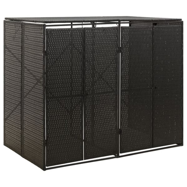 dobbelt skraldespandsskjuler 140x80x117 cm polyrattan sort