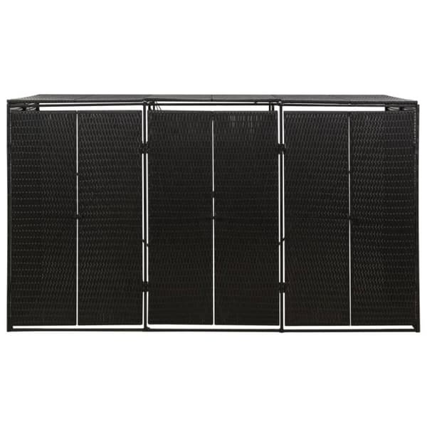 Skjul för tre soptunnor svart 207x80x117 cm konstrotting