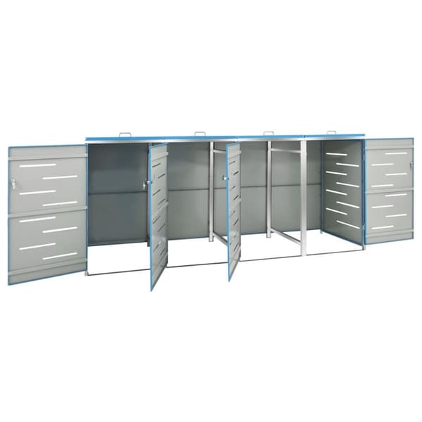firedobbelt skraldespandsskjuler 276,5x77,5x112,5 rustfrit stål