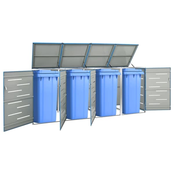 firedobbelt skraldespandsskjuler 276,5x77,5x112,5 rustfrit stål