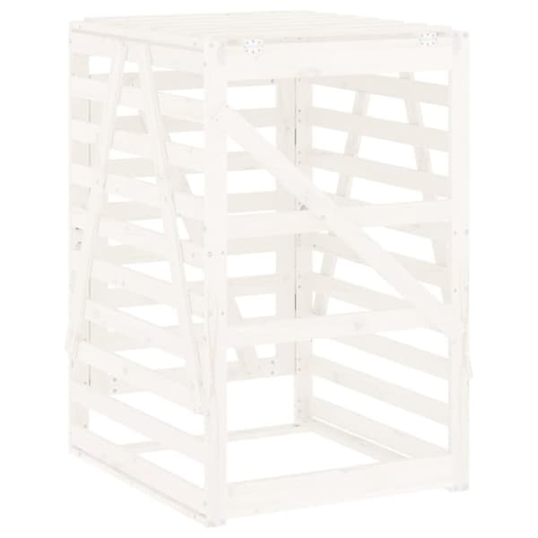 skraldespandsskjuler 84x90x128,5 cm massivt fyrretræ hvid