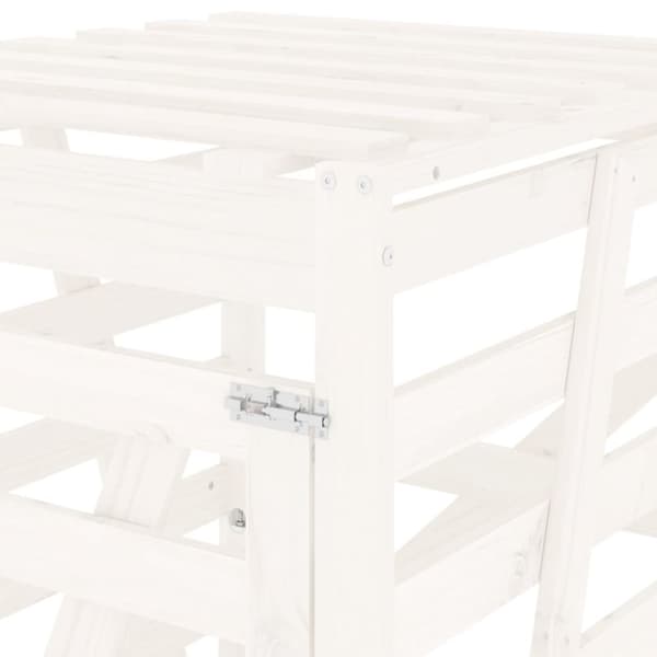 skraldespandsskjuler 84x90x128,5 cm massivt fyrretræ hvid