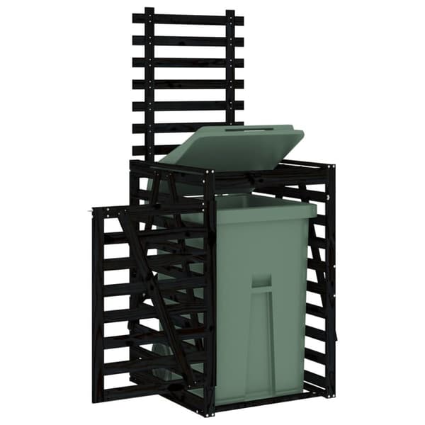 skraldespandsskjuler 84x90x128,5 cm massivt fyrretræ sort