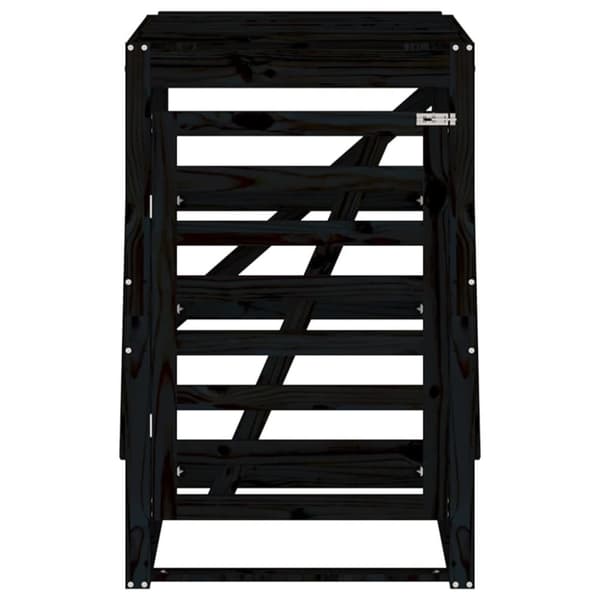 skraldespandsskjuler 84x90x128,5 cm massivt fyrretræ sort