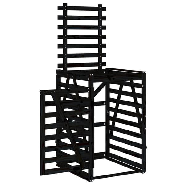 skraldespandsskjuler 84x90x128,5 cm massivt fyrretræ sort