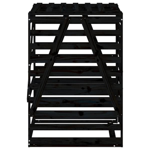 skraldespandsskjuler 84x90x128,5 cm massivt fyrretræ sort
