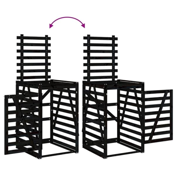 skraldespandsskjuler 84x90x128,5 cm massivt fyrretræ sort