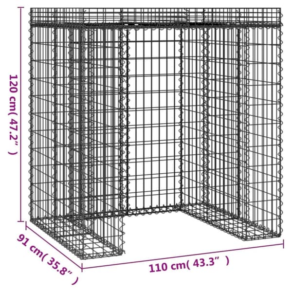 gabionvæg til skraldespand 110x91x120 cm galvaniseret jern