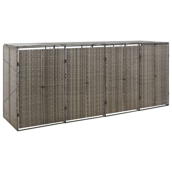 Skjul för fyra soptunnor grå 274x80x117 cm konstrotting