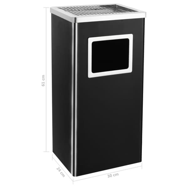 vidaXL Askfat/soptunna 45 L stål svart -  Soptunnor & papperskorgar
