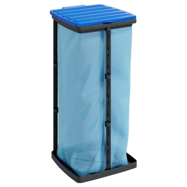 vidaXL Säckhållare 2 st svart och blå 60 L PP - Soptunnor & papperskorgar