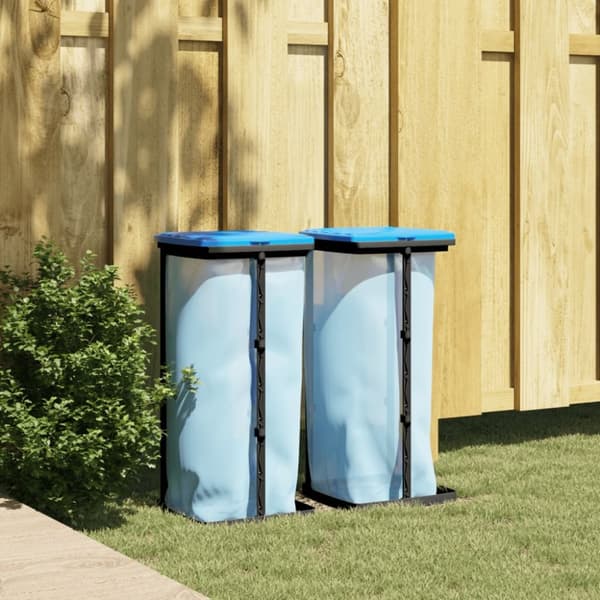 vidaXL Säckhållare 2 st svart och blå 60 L PP - Soptunnor & papperskorgar