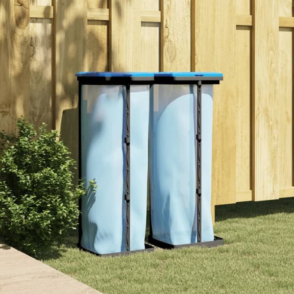 vidaXL Säckhållare 2 st svart och blå 120 L PP -  Soptunnor & papperskorgar