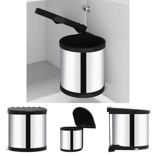 The Living Store Inbyggd sophink rostfritt stål 8 L - Soptunnor & papperskorgar