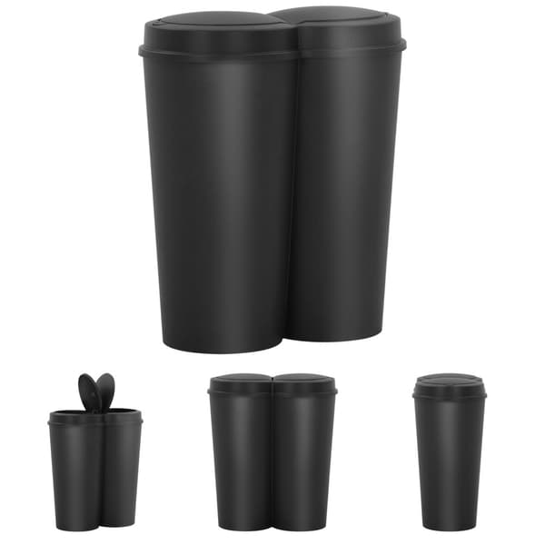The Living Store Dubbel sophink svart 50 L - Soptunnor & papperskorgar