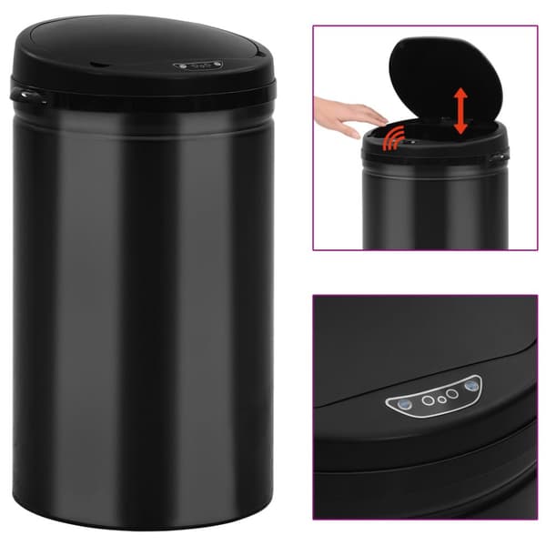 The Living Store Soptunna med automatisk sensor 40 L kolstål svart -  Soptunnor & papperskorgar