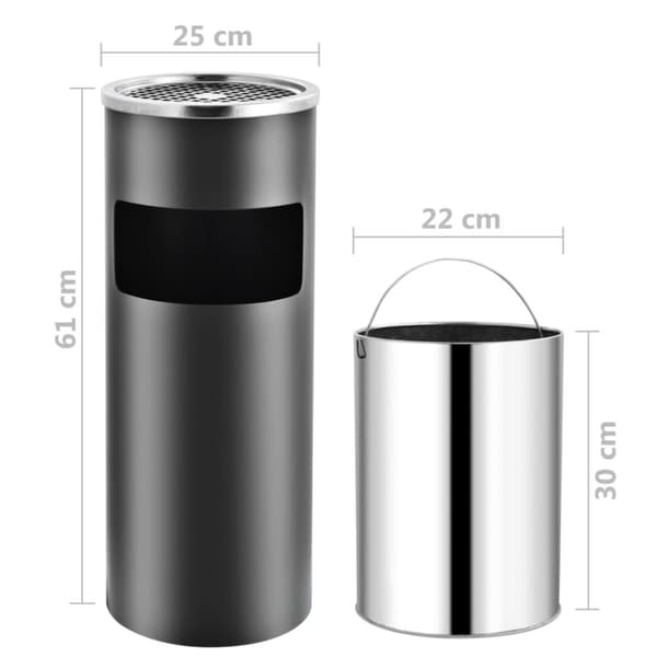 The Living Store Askfat/soptunna 30 L stål grå -  Soptunnor & papperskorgar