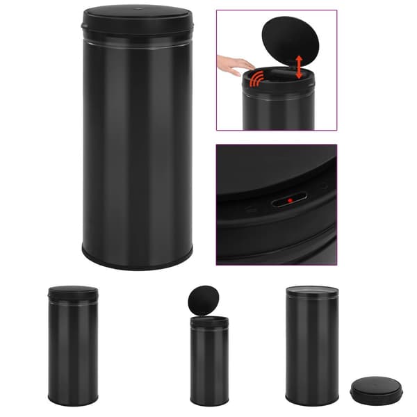 The Living Store Soptunna med automatisk sensor 80 L kolstål svart -  Soptunnor & papperskorgar