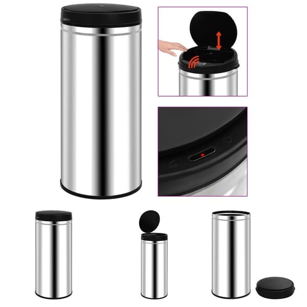 The Living Store Soptunna med automatisk sensor 80 L rostfritt stål -  Soptunnor & papperskorgar