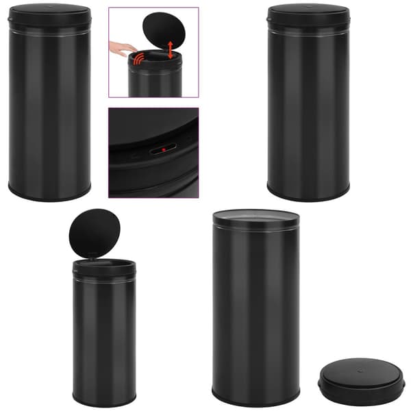 Soptunna med automatisk sensor 80 L kolstål svart - Soptunna - Soptunnor - Home & Living