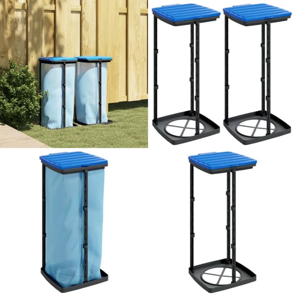 Affaldsposeholdere 2 stk. 60 l PP sort og blå - Skraldeposeholder - Skraldeposeholdere - Home & Living