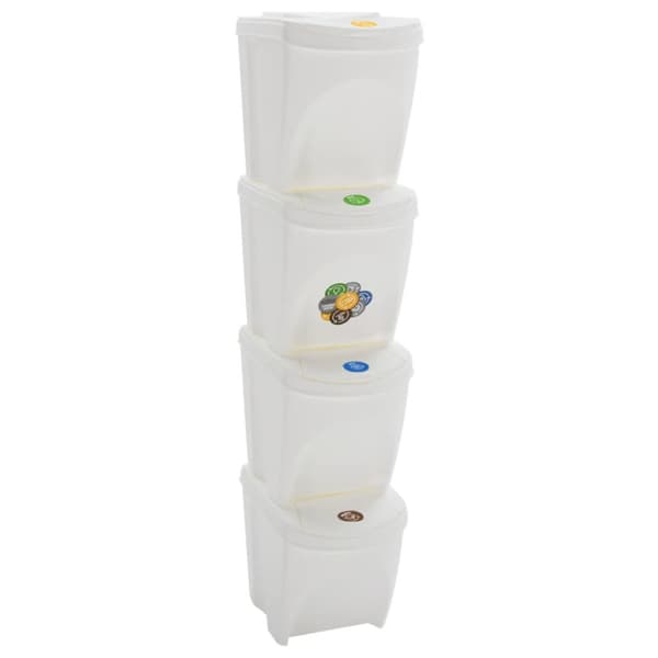 Stapelbara soptunnor 4 st vit 100 L polypropen